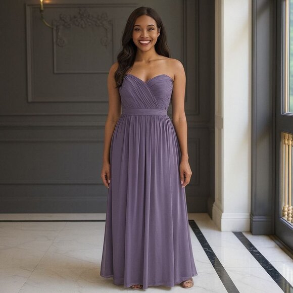 Dessy Lavender Strapless Gown Size 14 Prom Bridesmaid Wedding Guest Elegant - Picture 4 of 11